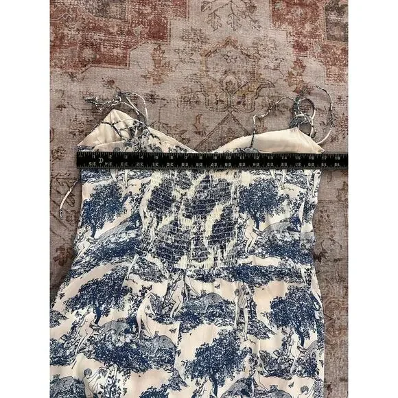 Reformation Kourtney Pastoral Side Slit Midi Dress Blue Size 12 - Picture 6 of 11